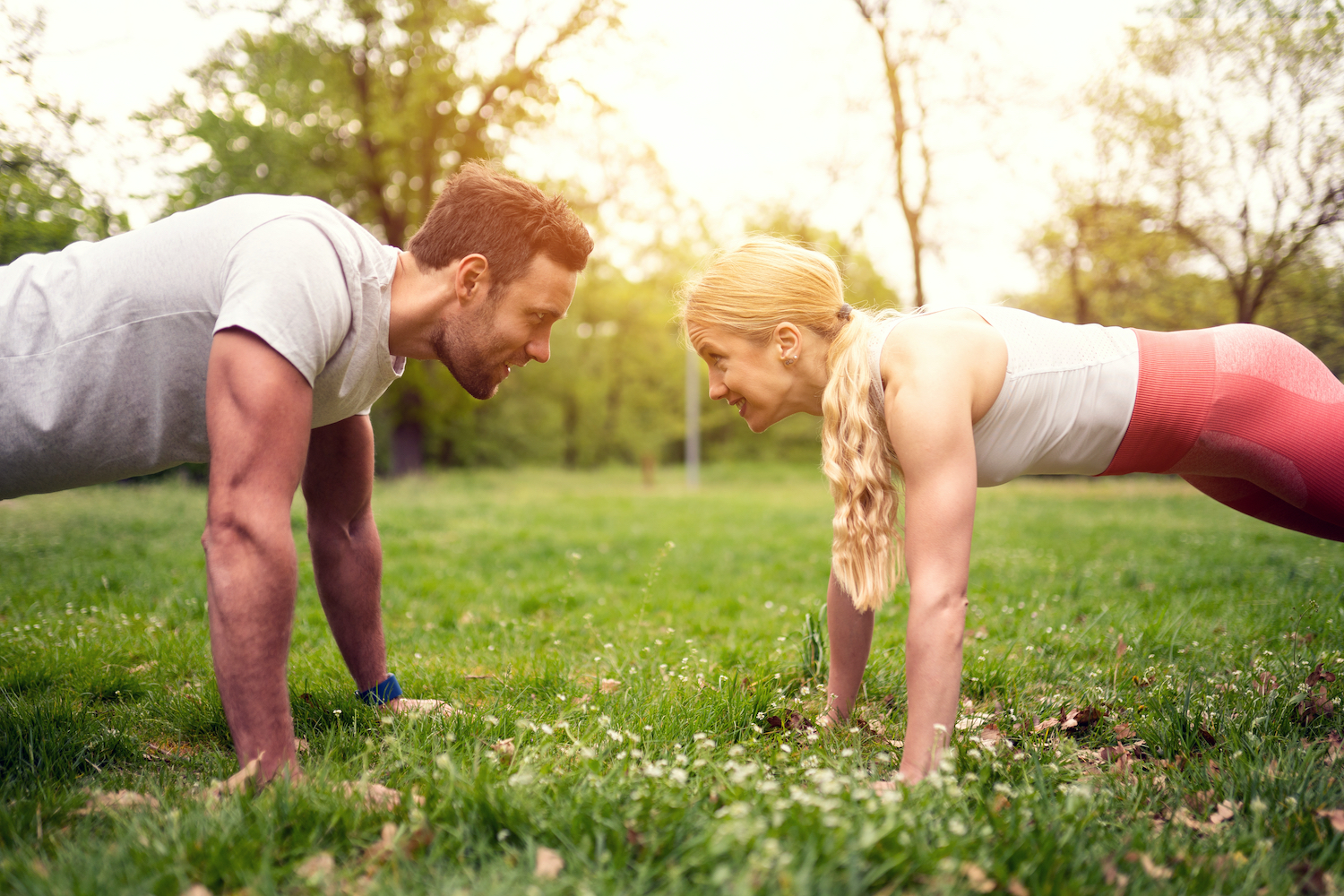Man and woman working out together and being healthy to boost their fertility before north houston IVF
