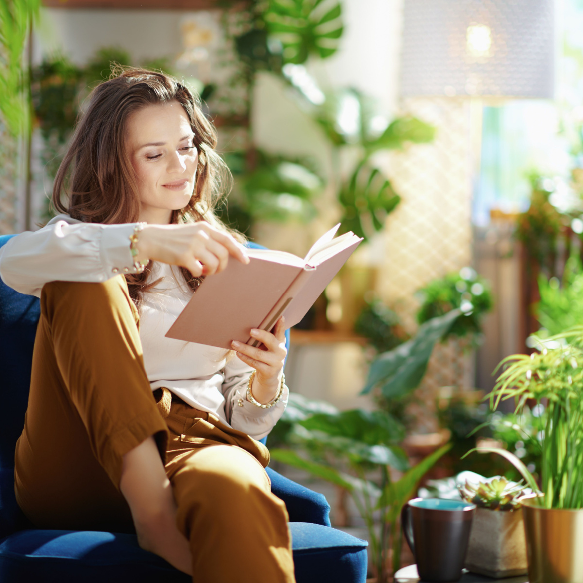 A woman relaxing
